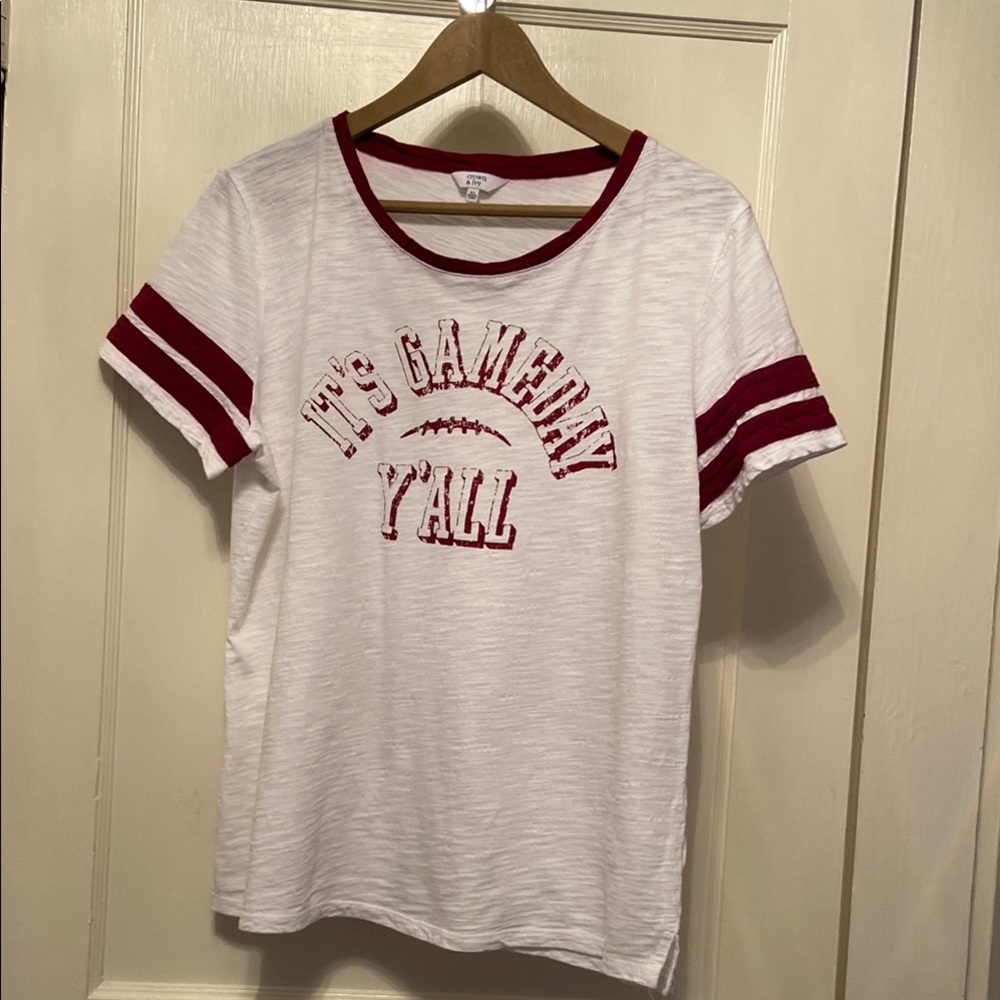 Crown & Ivy White and Red Varsity Jersey Top